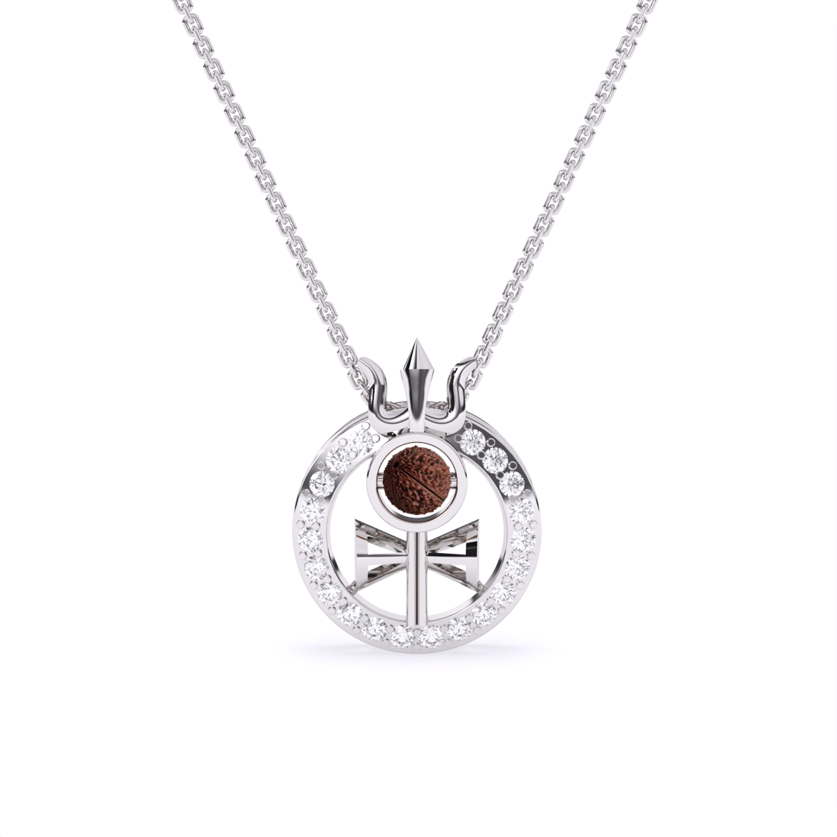 Power & Purity Rakhi – Rudraksha Centered with Trishul & Diamond Accents